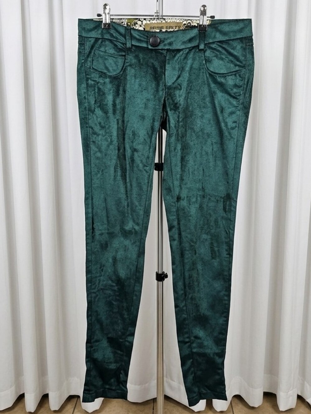 Miss Sixty Velvet Emerald Green Low Rise Skinny Pants